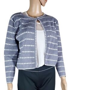 Storia Gray & White Dotted Cropped Cardigan